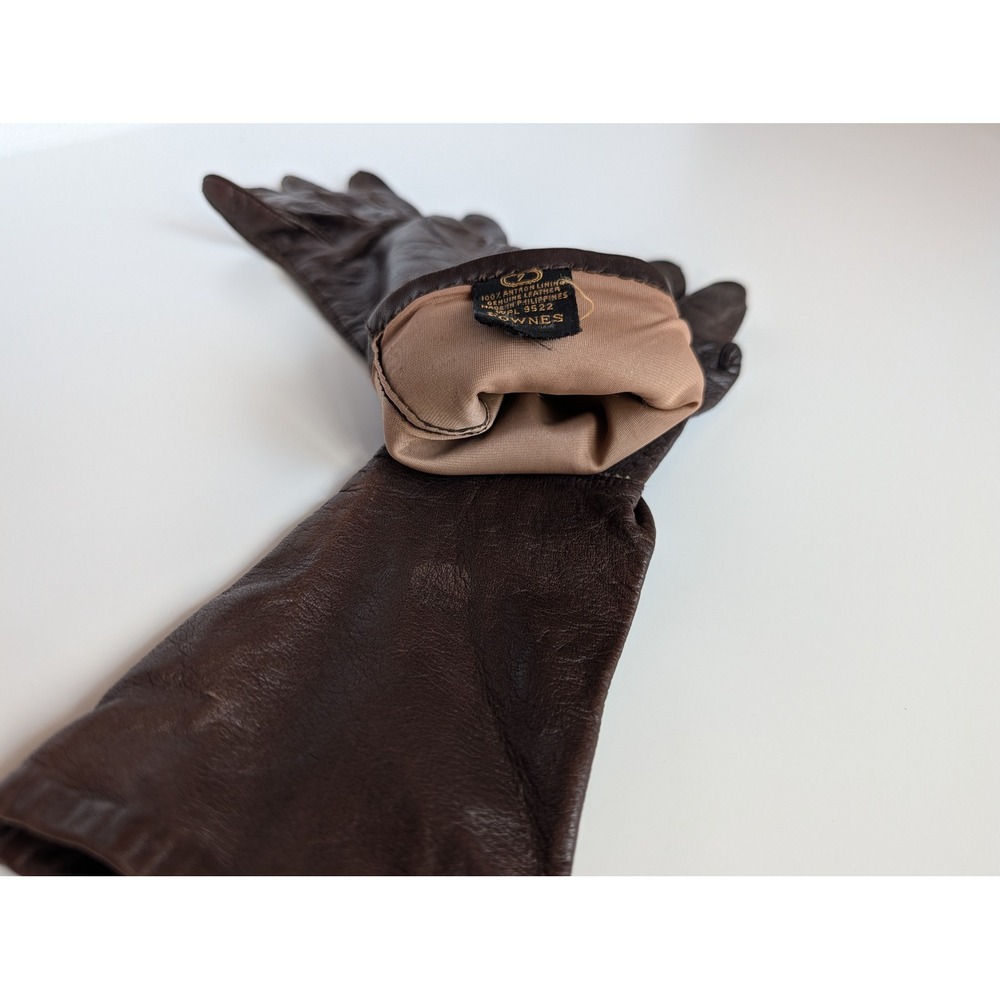 Fownes Vintage Brown Genuine Leather Driving Gloves Women Size 7 Antron Lined - Picture 4 of 9